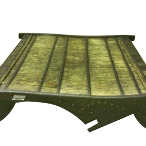 Rustic low wooden platform coffee table for living room.